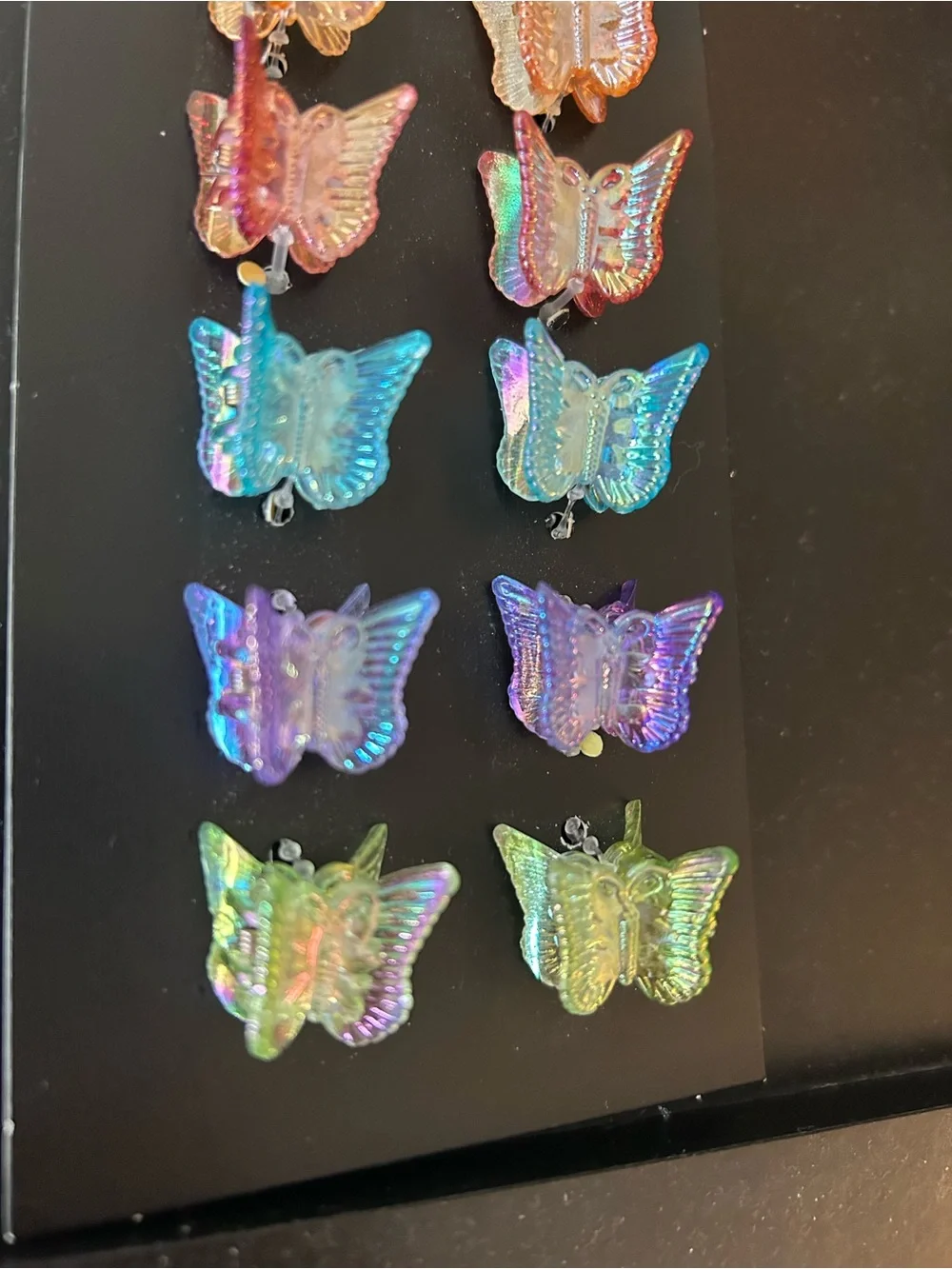 Set of 12 Pink Orange Blue Purple Green Iridescent Butterfly Hair Clips 🦋